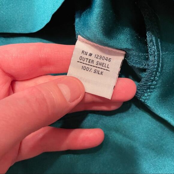 What Goes Around Comes Around Short Sleeve Green Silk Dress‎ M - Picture 8 of 12